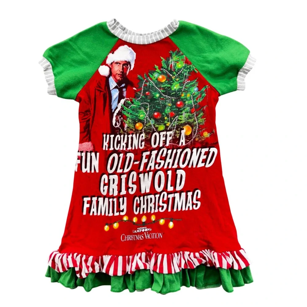 Upcycled Girls Dress Size 5 Red Green Christmas Vacation‎ Griswold Family Movie